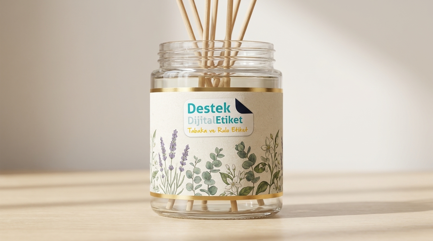 Premium parfüm şişelerinde etiket detayları